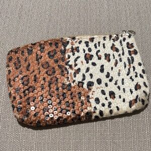 NWOT Sequin Animal Print Pouch
